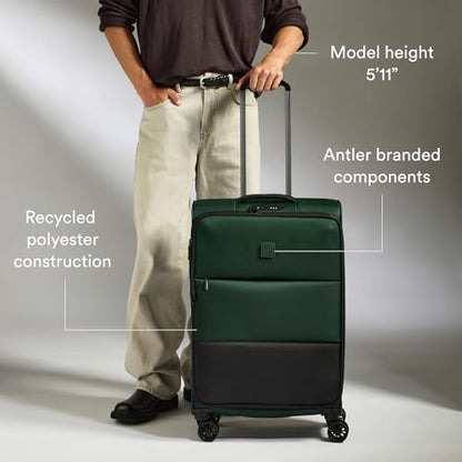 Antler Soft Stripe Medium Checked Luggage, Antler Green, 27.2", 74-88L - color: Antler Green, size: Medium