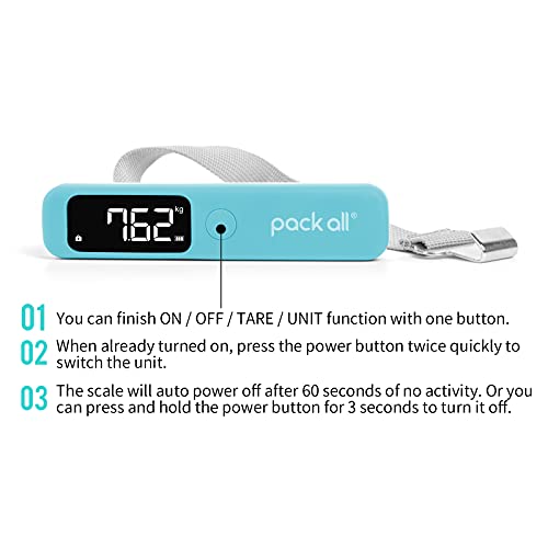 pack all Digital Luggage Scale for Travel, 110Lbs Capacity, 0.1Lb Precision - color: Blue