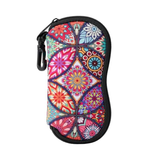 WOZEAH Double Eyeglass Case with 2 Compartments, Travel Eyewear Organizer for Two Pairs of Glasses - color: Mandala2