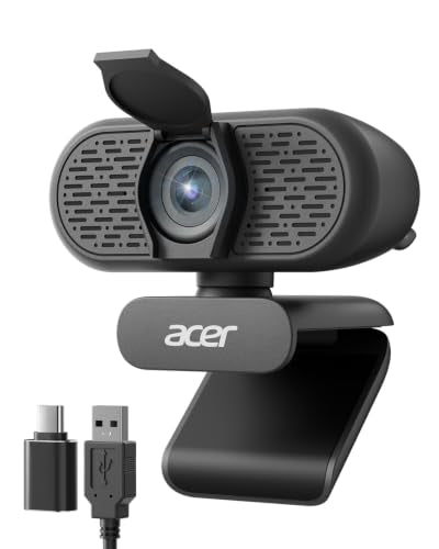 Acer A610 1080p Webcam for PC with Microphones Computer Camera for Meeting - color: Black