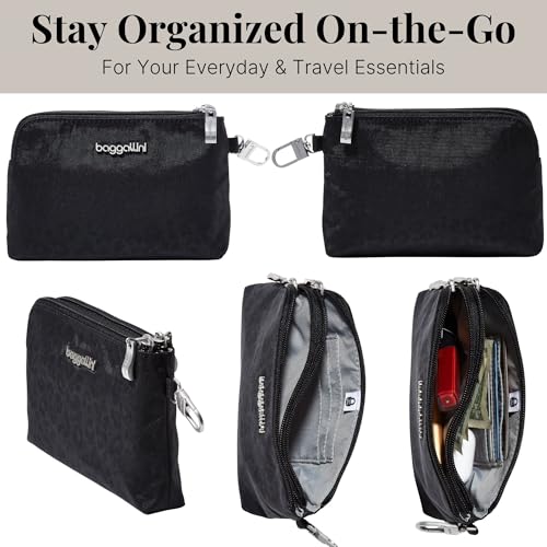 Baggallini On the Go Daily RFID Pouch - color: Black Cheetah Emboss