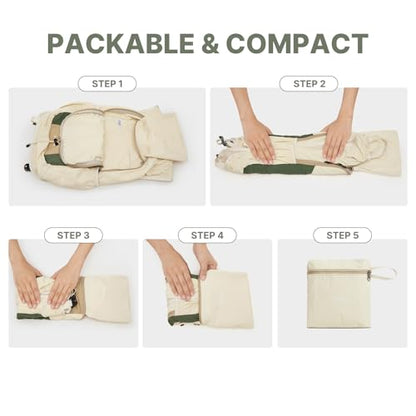 G4Free 20L Lightweight Packable Hiking Backpack for Women Men - color: Green+beige