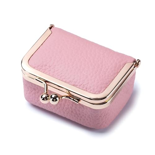 Genuine Leather Mini Jewelry Box for Women, Portable Travel Jewelry Case - color: Pink - 2.95in
