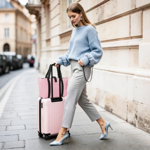 KYME Carry On Luggage Sets 3 Piece 20 Inch Suitcase Set with Duffel Bag - color: Pink, size: 3Pcs Set(DB/TB/20)