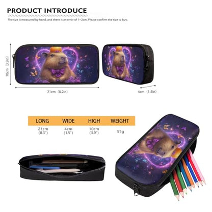 Cute Capybara Backpack for Girls with Lunch Box Set Elementary to Middle School Kids 4-in-1 Back to School Set Lightweight Bookbags for Age 6-8 8-10, Purple Rose Heart Design Back Pack - color: Capybara Glowing Heart