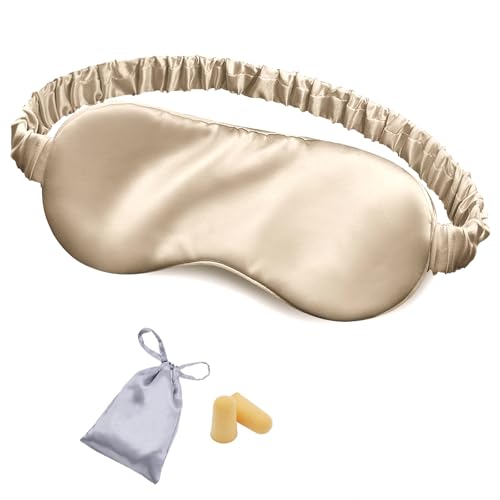 OLESILK 100% Mulberry Silk Sleep Mask for Women - Zero-Pressure Blackout - color: Taupe