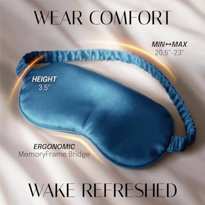 OLESILK 100% Mulberry Silk Sleep Mask for Women - Zero-Pressure Blackout - color: Royal Blue