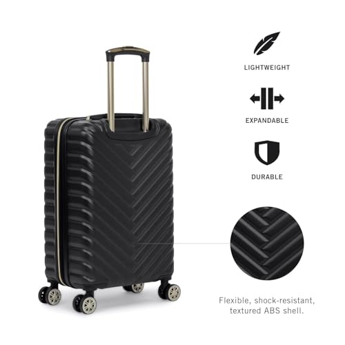 Kenneth Cole REACTION Madison Square Lightweight Hardside Chevron Expandable Spinner Luggage, Black, (28-Inch Checked) - color: Black, size: 28-Inch Checked