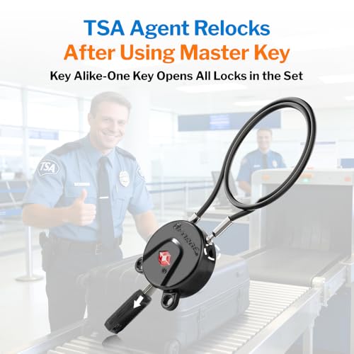 Forge TSA Approved Luggage Locks, Ultra-Secure Dimple Key Travel Lock, Extra long-15'' Cable Locks with Zinc Alloy Body - size: 15'' Long Cable Lock