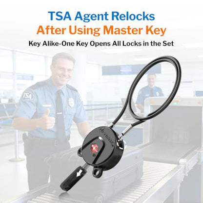 Forge TSA Approved Luggage Locks, Ultra-Secure Dimple Key Travel Lock, Extra long-15'' Cable Locks with Zinc Alloy Body - size: 15'' Long Cable Lock