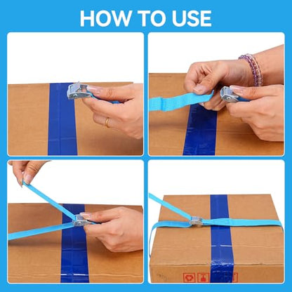 Lashing Straps 4 Pack 0.8" x 6.6Ft (2x200cm) Heavy Duty Blue Tie Down Straps, Adjustable Short Straps with Buckle for Vans, Bicycle, Trailer, Truck, Luggage, Moving, Storage - size: XK 20 mm * 2000 mm * 4 pcs Blue