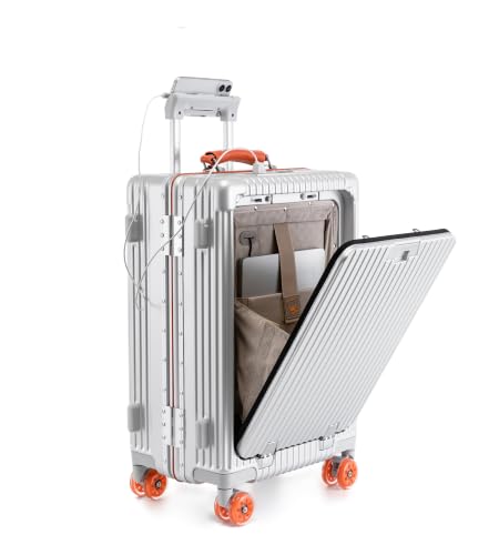 feilario PC Hardside Carry On Luggage, Aluminum Frame, TSA Lock, Cup Holder - color: A9-Metallic Citrus (zipperless closure), size: 20.8"