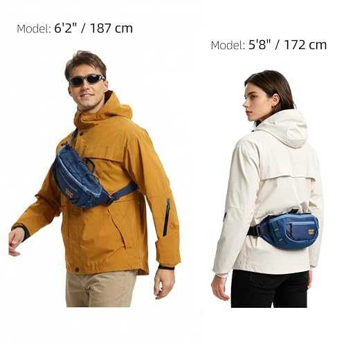 Travel Fanny Pack 3L, Crossbody Adjustable Strap, Padded Back, Water Repellent - color: Blue Abyss
