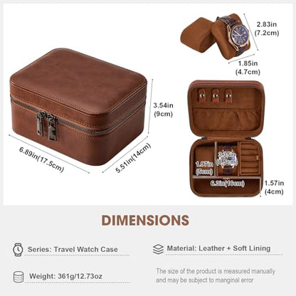 ProCase Travel Watch Case, 2 Slots Mens Jewelry Box -Lightbrown - color: Lightbrown, size: 2-Slot