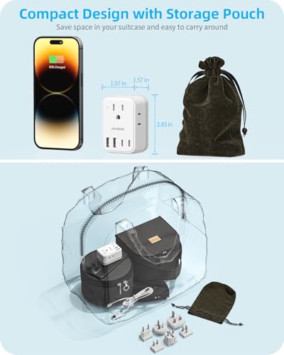 International Power Adapter Set, Travel Adapter, US to EU/UK/AUS/Japan - style: World Adapter+Type F/G/I/C/B/A