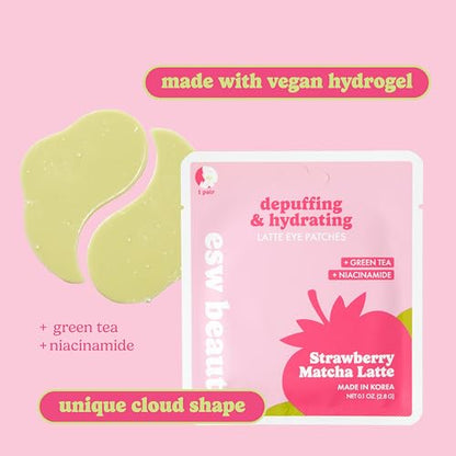 ESW Beauty Strawberry Matcha Latte Under Eye Patches with Green Tea, 1 Pack - size: 1 Count (Pack of 1)