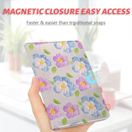 Passport Holder, Cute Travel Wallet Cover with RFID Blocking, | PU leather travel wallet with magnetic closure, card slots, pen loop, and easy access for passports and essentials. - color: E-Texture