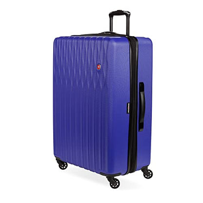 SwissGear 8018 Expandable Luggage, Hard Shell Large Luggage with Spinner Wheels - color: Blue Violet, size: Checked-Large 27-Inch