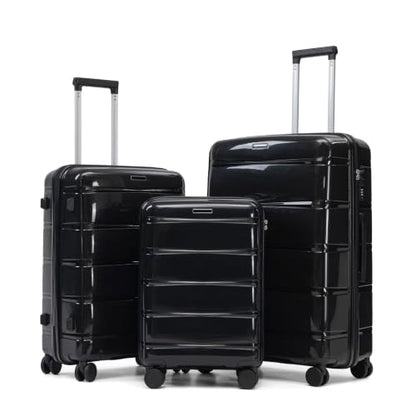 Merax Luggage Set,3 Piece Hardside Suitcase Set,20/24/28inch Luggage - color: 08Black, style: 20/24/28