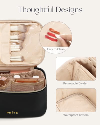 Prite Makeup Bag Travel Cosmetic Case, Toiletry Bag Organizer, Black Set - color: Black Set