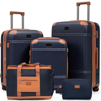 Cobens Luggage Sets 5 Piece, Expandable Suitcases, 20/24/28inch, Blue - color: Blue