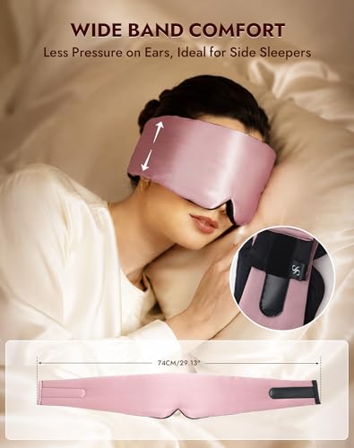 SilkSilky 22 Momme Mulberry Silk Sleep Mask for Side Sleepers, Pale Mauve - color: Pale Mauve
