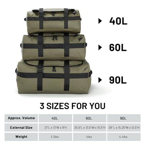 MIER 40L/60L/90L Water Resistant Backpack Duffel, Heavy Duty Duffle Bags - color: Dark Green, size: 40l