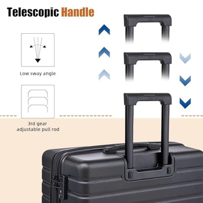 Eeeza Luggage Sets 5 Piece,Hardside Expandable Durable Luggage,21"/25"/30" - color: Black
