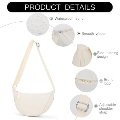 BESMART Small Nylon Crescent Crossbody Bag for Women Men Trendy, Waterproof Crescent Sling, Lightweight Travel Purses - color: Khaki, size: Small