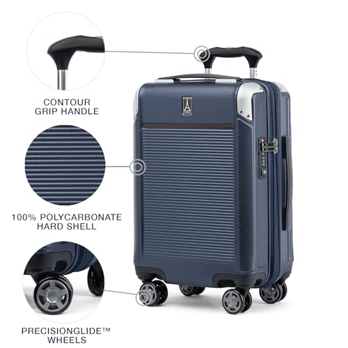 Travelpro Platinum Elite 하드사이드 확장 가능한 스피너 휠 수하물 TSA 잠금 하드 쉘 폴리카보네이트 슈트케이스, 트루 네이비 블루, 컴팩트 기내용 20인치, Platinum Elite 하드사이드 확장 가능한 스피너 휠 러기지 Tsa Lock 하드 쉘 폴리카보네이트 슈트케이스 - color: 트루 네이비 블루, size: 컴팩트 기내용 20인치