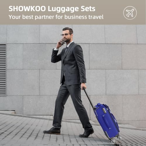SHOWKOO Luggage Sets 3 Piece Softside Expandable Durable Suitcase Sets - color: Royal Blue