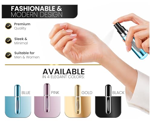 4 Pcs Refillable Perfume Atomizer, Travel Perfume Bottle Refillable and Leak-Proof, Portable Empty Cologne Atomizer, Mini Refillable Perfume Bottle for Pocket, Easy to Refill Decant Sprayer (5 ml) - size: 5 ml