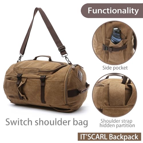IT'SCARL Large backpack for men,Travel backpack,Carry on, Canvas big bag,Work back pack(khaki) - color: Khaki