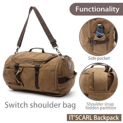 IT'SCARL Large backpack for men,Travel backpack,Carry on, Canvas big bag,Work back pack(khaki) - color: Khaki