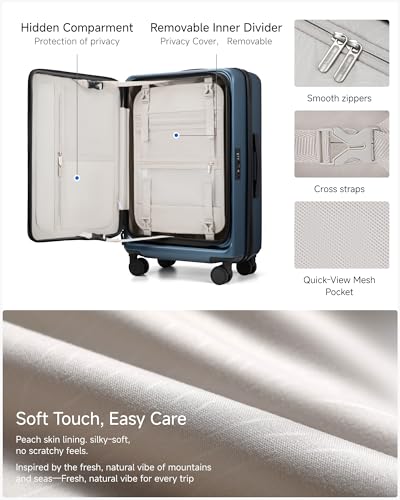 LUGGEX Checked Top Opening Suitcase, Expandable Polycarbonate, Blue, 24" - color: Blue, size: 24 Inch