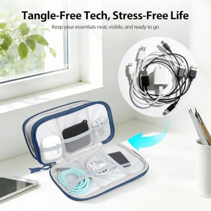 Double Layer Electronics Organizer Bag, Navy Blue - color: Navy Blue, size: Medium