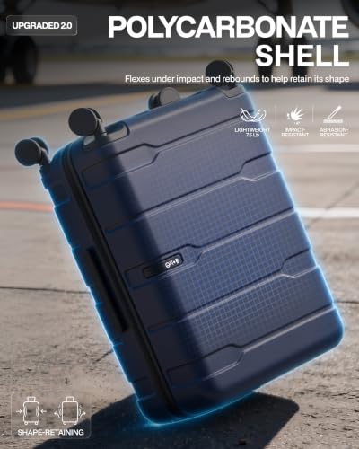Coolife 3 Piece Luggage Set Suitcase Hardside with Spinner Wheels - color: Ink Navy2.0, size: 3 Piece Set (20/24/28 in)