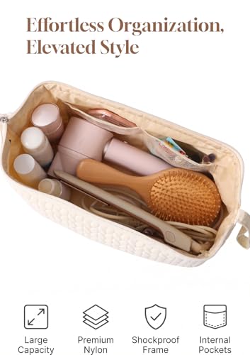 TeeYee Hair Tools Travel Bag for Dyson Airwrap Quilted Toiletry Bag - color: 002Beige