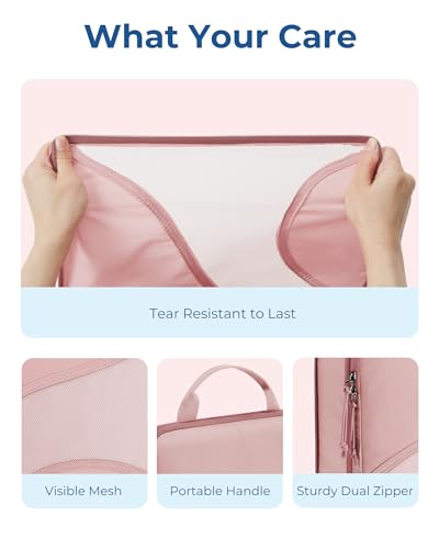 Bagsmart Compression Packing Cubes, Travel Bag Cruise Ship Essentials - color: Light Pink