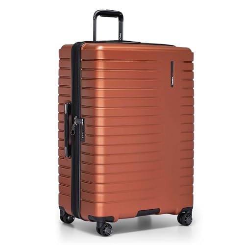 Traveler's Choice Archer Polycarbonate Hardside Spinner Luggage Set,Tie Down Straps, Orange, Checked 29-Inch - color: Orange, size: 1-Piece (Checked 29-Inch)