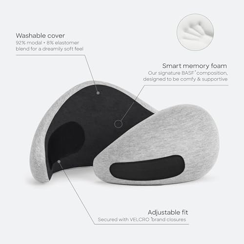 Ostrichpillow GO Travel Pillow, 360° Memory Foam Support, Soft & Washable - color: Midnight Gray
