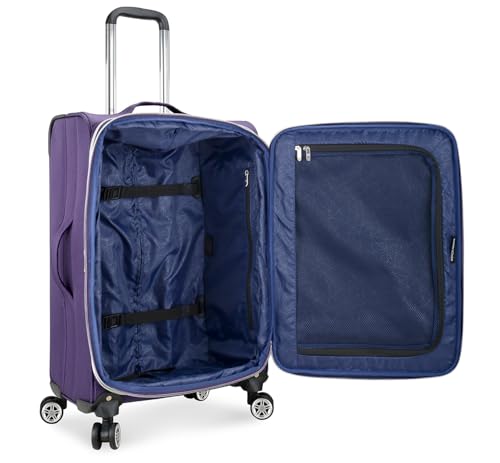 Traveler's Choice Lares 소프트 사이드 확장 가능한 수하물 스피너 휠 포함, 퍼플., Lares 스피너 휠이 있는 소프트사이드 확장 가능한 수하물 - color: 퍼플., size: Checked 26-Inch