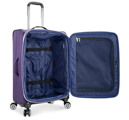Traveler's Choice Lares 소프트 사이드 확장 가능한 수하물 스피너 휠 포함, 퍼플., Lares 스피너 휠이 있는 소프트사이드 확장 가능한 수하물 - color: 퍼플., size: Checked 26-Inch