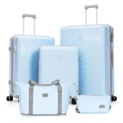 CONCEPTEN Luggage Sets 5 Piece,PP Suitcase Set with Spinner Wheels,TSA Lock - color: Sky Blue, size: 5 Piece Sets (21/25/29/Db/Tb)