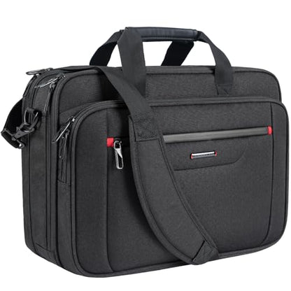 VANKEAN 17.3" Expandable Waterproof Laptop Briefcase for Travel & Business - color: Black-red, size: 17.3 Inch