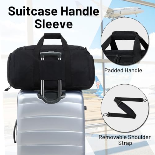 MIER Packable Travel Duffle Bag with Shoe Compartment, 80L, Black - color: Black, size: 80L