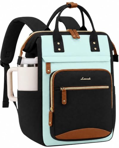 LOVEVOOK Laptop Backpack Women, 15.6 Inch Work Backpack - color: Green Brown, size: 15.6INCH