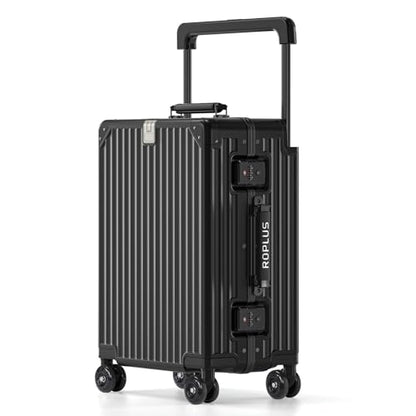 ROPLUS Aluminium Frame Carry on Luggage with Smooth Jelly Wheels, Hardside Zipperless Rolling Suitcase with TSA Lock (Pure Black, 21-Inch) - color: Black, size: 21 inch