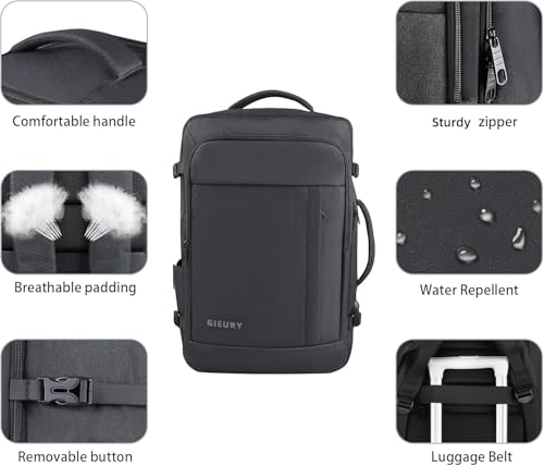 Gieury 55L Carry On Backpack, Extra Large Travel Backpack for Men & Women - color: Black, size: 3X-Large(22"x14"x10")