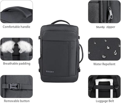 Gieury 55L Carry On Backpack, Extra Large Travel Backpack for Men & Women - color: Black, size: 3X-Large(22"x14"x10")